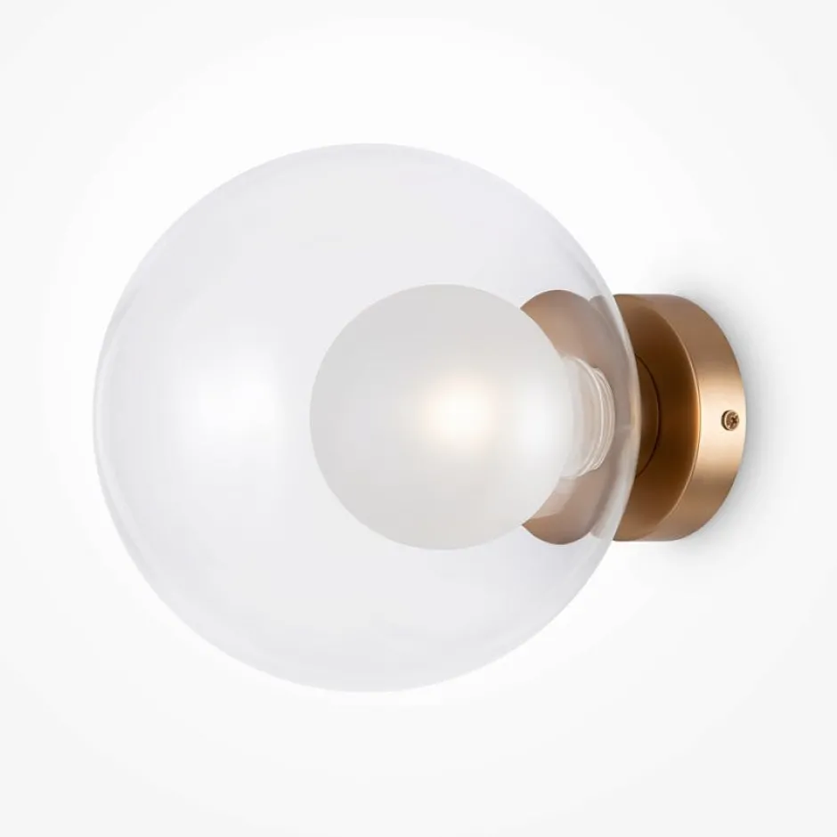 DELTONA Appliques|Applique globe en verre avec base or mat, 20 cm