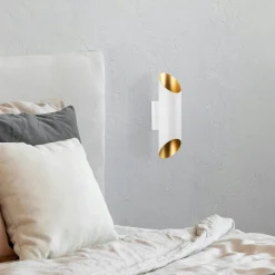 SINOP Appliques|Applique murale design blanche, abat-jour cylindrique