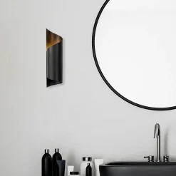 SINOP Appliques|Applique murale design noir & or, abat-jour ruban