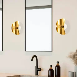 SINOP Appliques|Applique murale design noir & or, abat-jour galbé