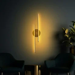 VIESTE Appliques|Applique murale LED design, 2 tiges dorées 86 cm