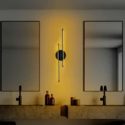 VIESTE Appliques|Applique murale LED design, 2 tiges noires 86 cm