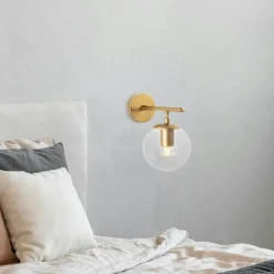 SIERRE Appliques|Applique murale moderne dorée, globe verre sur tige