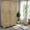 Tradition Armoires Vintage|Armoires En Bois|Armoire 2 portes avec penderie hévéa 120X60x195cm