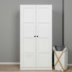 MARFA Armoires En Bois|Armoire de chambre blanche 2 portes à cadres