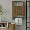 MARFA Meubles De Salle De Bains·Rangement Salle De Bains|Meubles De Salon·Etagères Murales|Armoire de toilette effet noyer 1 porte-serviettes