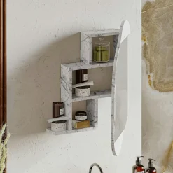 CODY Miroirs|Meubles De Salle De Bains·Rangement Salle De Bains|Armoire de toilette organique effet marbre 1 miroir