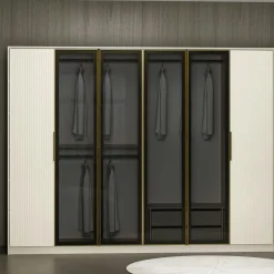 BYRON Armoires En Bois|Meubles De Chambre·Dressings|Armoire dressing blanc 4 portes verre H 210 cm