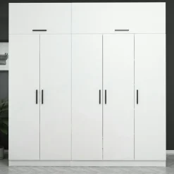 BYRON Armoires En Bois|Meubles De Chambre·Dressings|Armoire dressing blanche 7 portes vitrées 5 portants