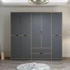 BYRON Armoires En Bois|Meubles De Chambre·Dressings|Armoire dressing chambre effet bois, 8 portes grises