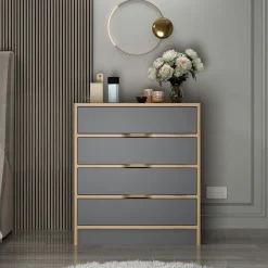 BYRON Armoires En Bois|Meubles De Chambre·Dressings|Armoire dressing chambre effet bois, 8 portes grises