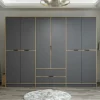 BYRON Armoires En Bois|Meubles De Chambre·Dressings|Armoire dressing chambre effet bois & gris 277 cm