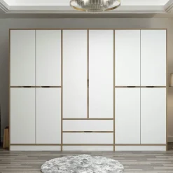 BYRON Armoires En Bois|Meubles De Chambre·Dressings|Armoire dressing chambre effet bois & gris 277 cm