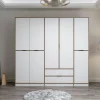 BYRON Armoires En Bois|Meubles De Chambre·Dressings|Armoire dressing chambre effet bois, 8 portes blanches