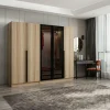 BYRON Armoires En Bois|Meubles De Chambre·Dressings|Armoire dressing design effet bois 2 portes vitrées