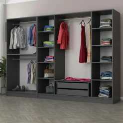 BYRON Armoires En Bois|Meubles De Chambre·Dressings|Armoire dressing ouvert blanc 3 portants 190 cm