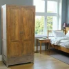 Helena Armoires Vintage|Armoires En Bois|Armoire Hévéa 2 portes, 2 tiroirs, 100x55x195cm