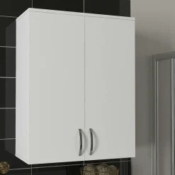 MARFA Meubles De Salle De Bains·Rangement Salle De Bains|Armoire murale de salle de bains blanche 2 portes