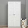 BYRON Armoires En Bois|Armoire penderie 2 portes blanche, détail encadrement