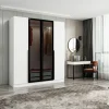 BYRON Armoires En Bois|Meubles De Chambre·Dressings|Armoire penderie blanche 2 portes vitrées H 210 cm