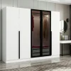 BYRON Armoires En Bois|Meubles De Chambre·Dressings|Armoire penderie blanche rainurée, 2 portes verre 225 cm