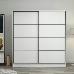 BYRON Armoires En Bois|Meubles De Chambre·Dressings|Armoire penderie blanche portes coulissantes L.180 cm