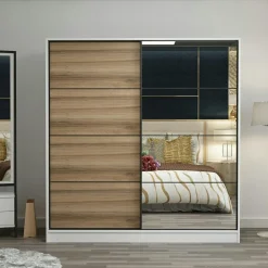 BYRON Armoires En Bois|Meubles De Chambre·Dressings|Armoire penderie blanche portes coulissantes L.180 cm