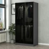 BYRON Armoires En Bois|Meubles De Chambre·Dressings|Armoire penderie grise vitrée - 2 portes H.210 cm