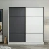 BYRON Armoires En Bois|Meubles De Chambre·Dressings|Armoire penderie moderne blanc et gris L. 180 cm