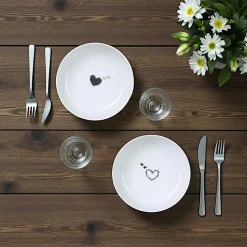 Arts De La Table·Vaisselle|Assiette creuse poke bowl motif cœur noir (lot de 2) ELDA