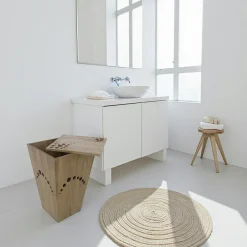 Olga Meubles De Salle De Bains·Rangement Salle De Bains|Bac à linge bois hévéa bulles 39x39x65cm