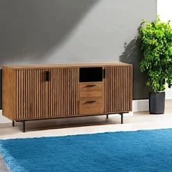 FANO Buffets Contemporains|Buffets Contemporains|Bahut contemporain teck recyclé 3 portes rainurées