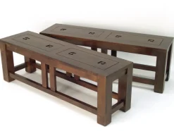 Tessa Sellettes En Métal|Tables Basses Gigognes|Banc 125 cm en bois massif hévéa (lot de 2)