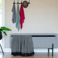 BRUGES Rangements Déco·Malles|Banc avec rangement en velours noir