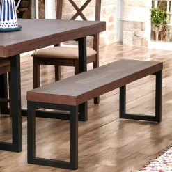 SAMOA Bancs Industriels|Banc bois brun recyclé pieds métal 140 cm