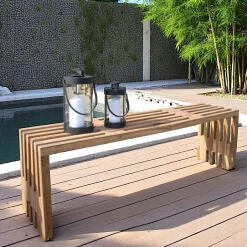 MENDOZA Bancs De Jardin|Banc de jardin en bois de teck sans dossier 90 cm