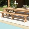 MANY Bancs De Jardin|Banc de jardin pieds en croix teck recyclé naturel 270 cm