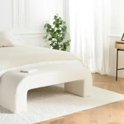 COLOMBUS Banquettes Et Loveuses|Banc de lit design tissu bouclette écru