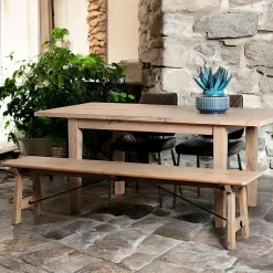 SALERNE Univers Déco·Maison De Campagne|Banc de table bois recyclé clair 150 cm
