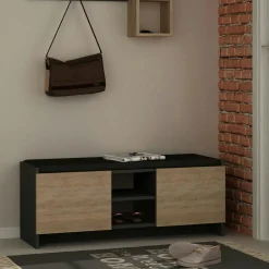 MARFA Meubles D'Entrée·Vestiaires|Meubles D'Entrée·Vestiaires / Meubles À Chaussures|Banc d'entrée effet chêne avec rangement chaussures