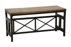 Loft / Loft Colors Bancs Industriels|Banc en Hévéa recyclé coloré et pieds métal avec croisillons 90x36x45cm LOFT COLORS