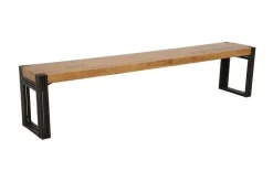 Docker Bancs Industriels|Banc hévéa recyclé naturel et métal noirci 205X36X45cm