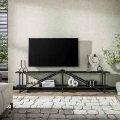RALF Meubles Tv Industriels|Meubles Tv En Bois|Banc tv moderne 2 niveaux 140 cm