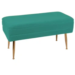 TIM Banquettes Et Loveuses|Banquette 2 places tissu vert pieds dorés