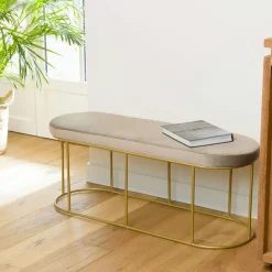 TIM Univers Déco·Vintage|Banquette en velours rouille forme ovale