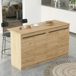 MARFA Meubles De Salle À Manger·Meubles Bar|Bar séparation cuisine ouverte blanc, 4 portes