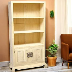 Maori Bibliothèques En Bois|Bibliothèques En Bois|Bibliothèque 3 étages hévéa 100x50x190cm