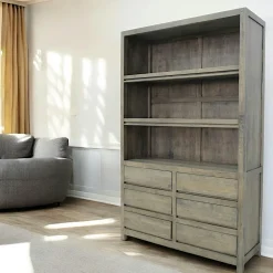 Olga Bibliothèques En Bois|Bibliothèques En Bois|Bibliothèque 6 tiroirs hévéa 120x190cm