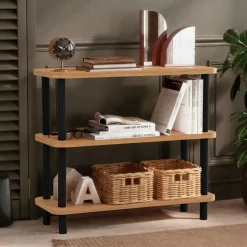 MARFA Consoles En Bois|Consoles En Bois|Bibliothèque basse effet bois de pin - 3 niveaux