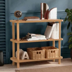 MARFA Consoles En Bois|Consoles En Bois|Bibliothèque basse structure noire - 3 niveaux, 150 cm